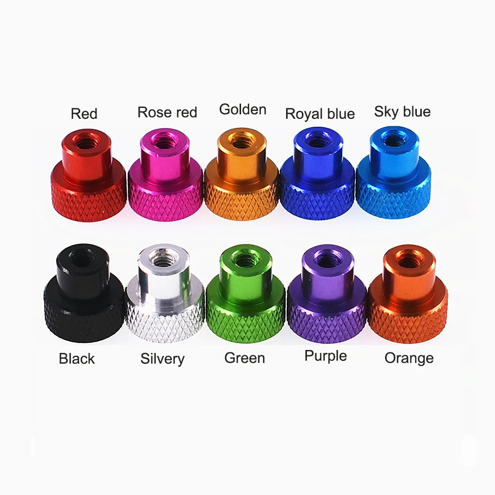 1Pcs Blind Hole Nut M3 M4 M5 M6 M8 M10 Aluminium Alloy Knurled Thumb Nuts Colourful Hand Grip Knob Step Nuts