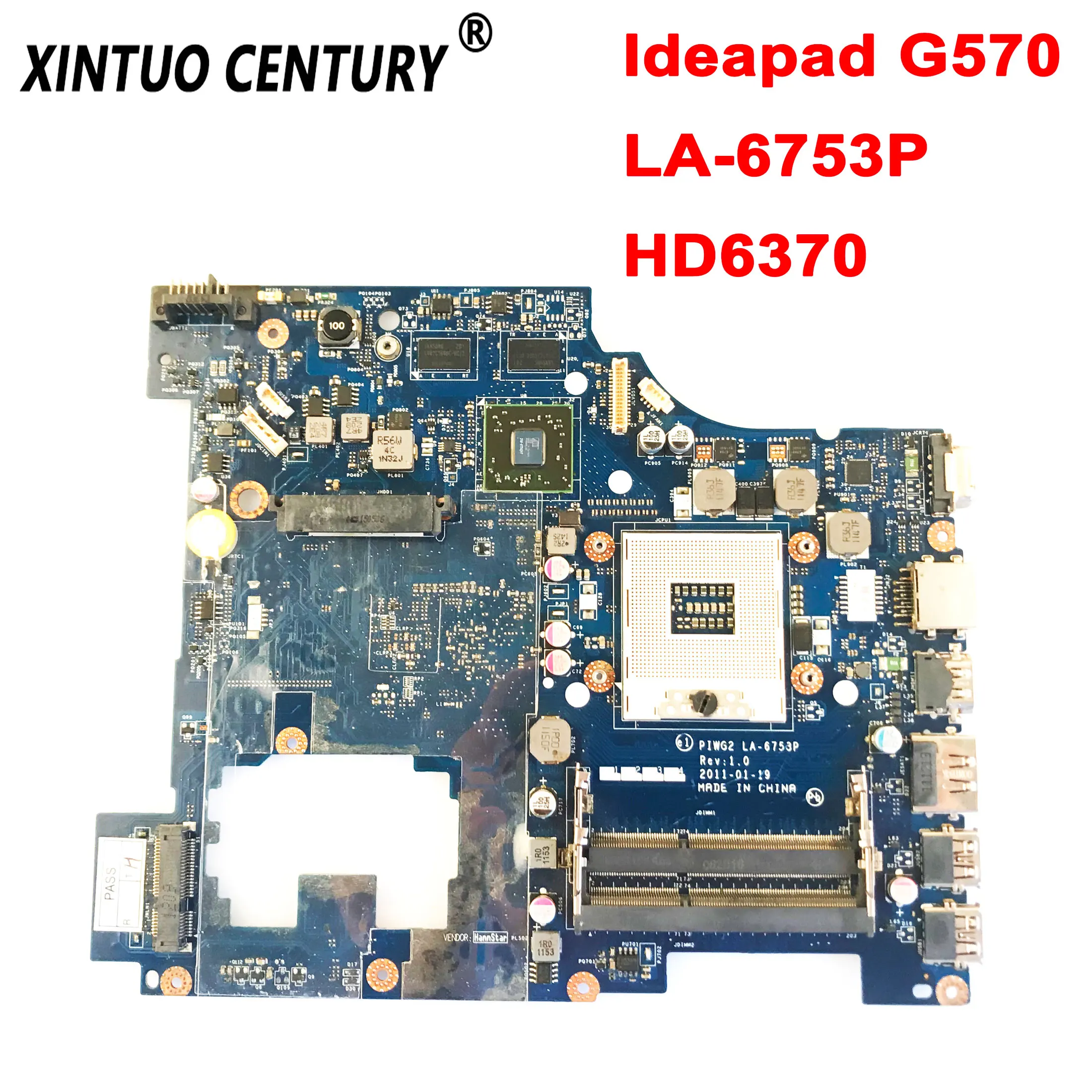 

PIWG2 LA-6753P motherboard for Lenovo Ideapad G570 laptop motherboard HM65 PGA989 DDR3 HD6370 GPU 100% test work