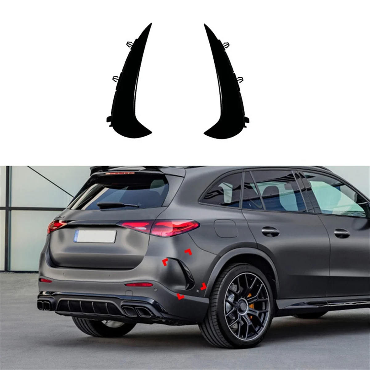 For Mercedes Benz GLC Class X254 AMG Line 2023 2024 Rear Bumper Trim Lip Spoiler Fender Canards Fins,