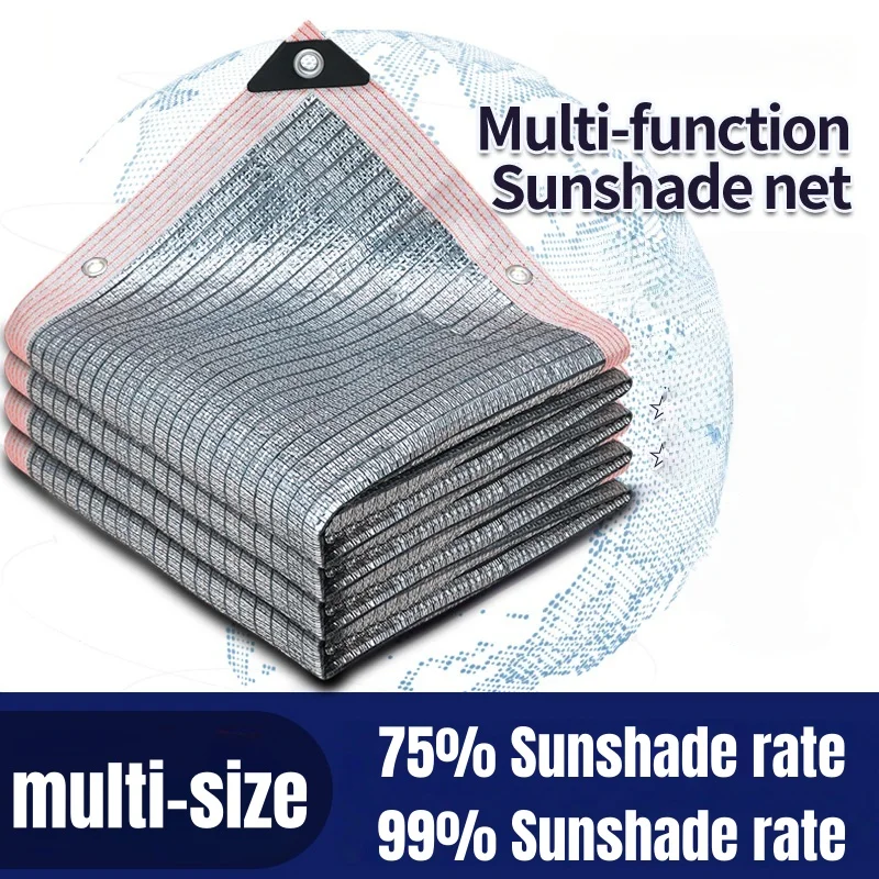 Thickened Aluminum Foil Shade Net UV Protection Heat Insulation Sun Shade Cloth Outdoor Garden Balcony Car Roof Sunscreen Cover
