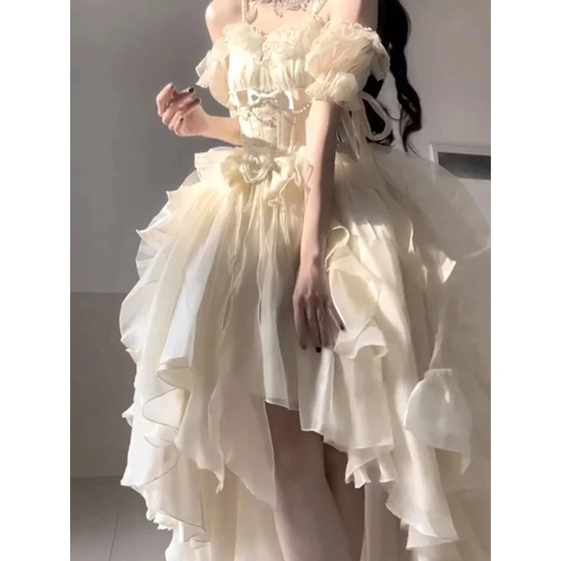 فستان زفاف أنيق ونبيل اللون لوليتا زهرة فستان الكبار فستان JSK حبال #5