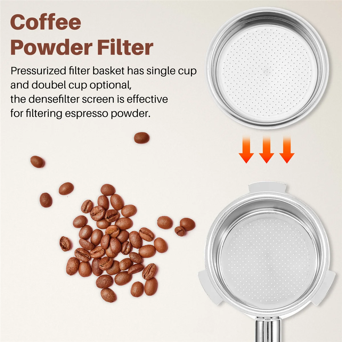 A86I-2PCS 51mm Stainless Steel Coffee Machines Pressurized Filter Basket Powder Basket Coffee Bottomless Portafilter Filter