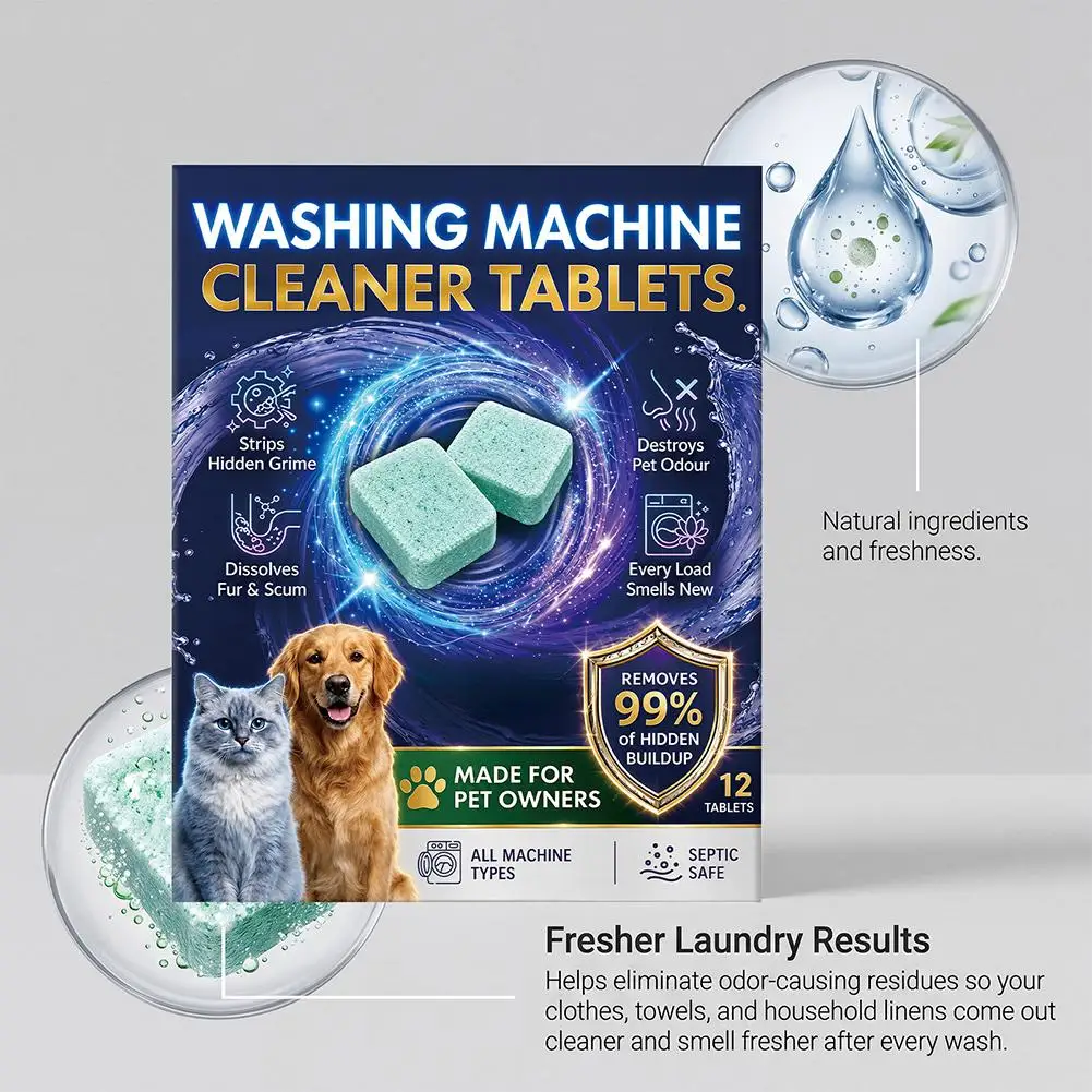 1/2/3 Beutel Waschmaschinenreiniger Professional Edition Beseitigt Gerüche und Entfernt Tierhaare Reiniger 12 Stück/1 Beutel Haushaltsreiniger – Detail 12