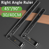 30/40CM Precision Marking Right Angle 45°/90° Multifunctional Ruler Hole Angle Ruler Woodworking Measuring Positioning Hand Tool