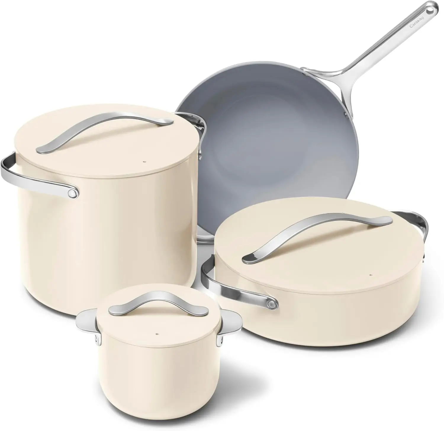 + Collection - Specialty Cookware Set - Petite Cooker, Stir Fry Pan, Rondeau, & Stock Pot - 3 Lids  Storage Organizer Included