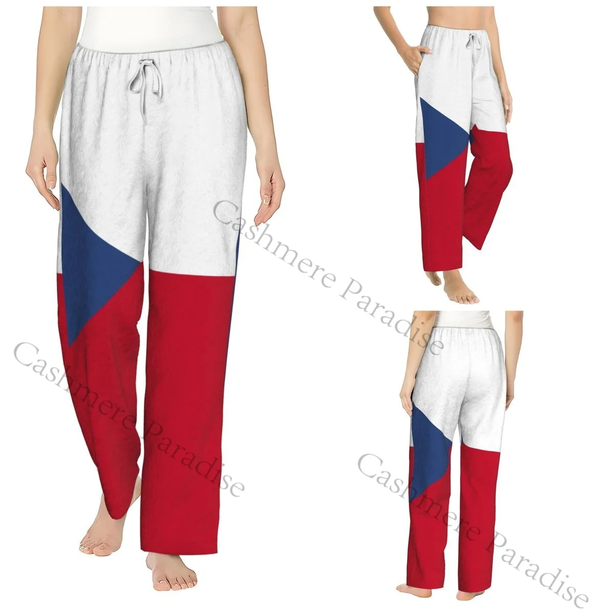 

Czechia Flag Warm Women Pajama Pants Flannel Sleep Bottoms Soft Fleece Loungewear