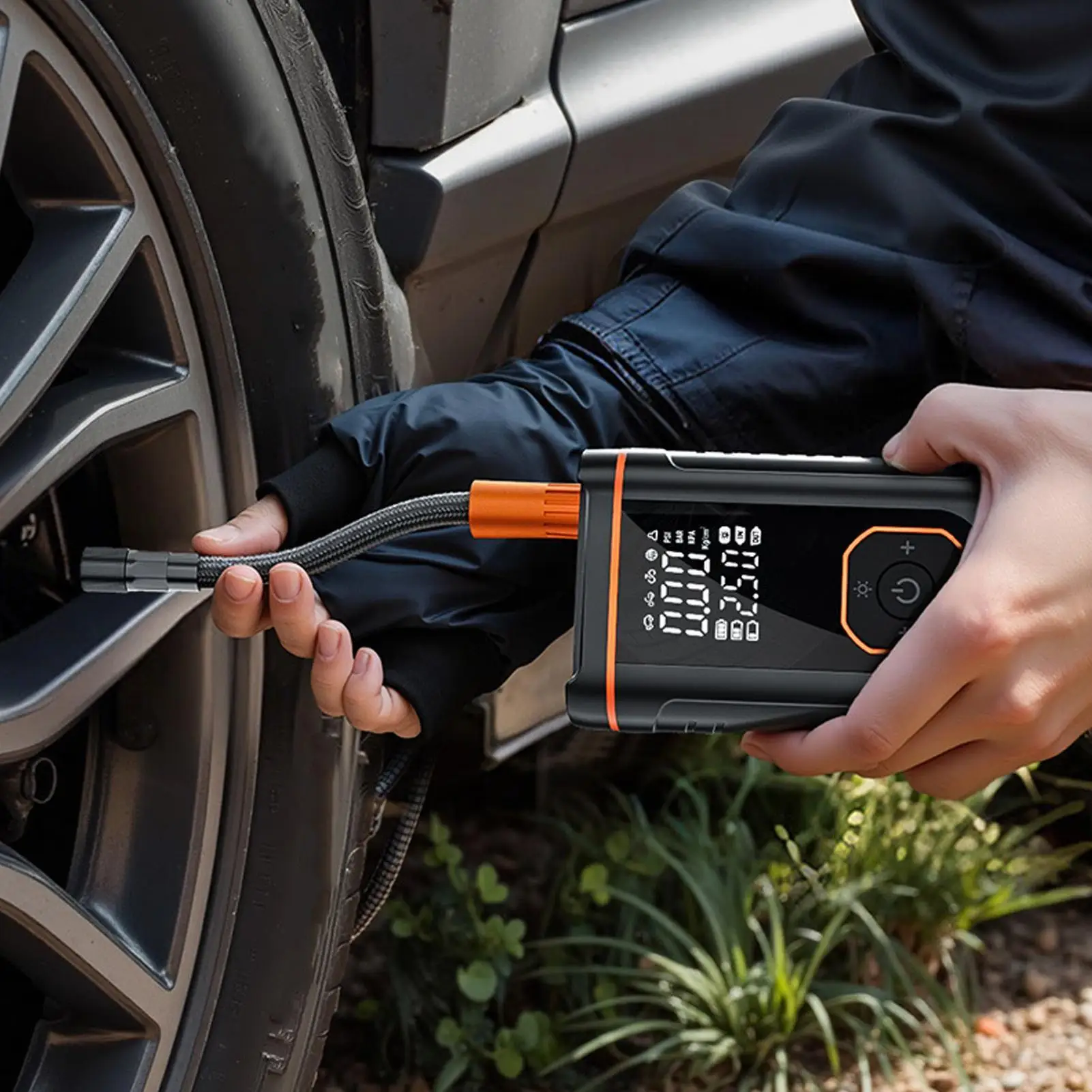Tire Inflator Portable Air Compressor Rechargeable Digital Display Automotive Tools Portable Air Compressor For Car Tires For