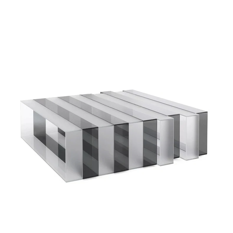 

Italian minimalist transparent tempered glass splicing coffee table, household simplicity, striped coffee table