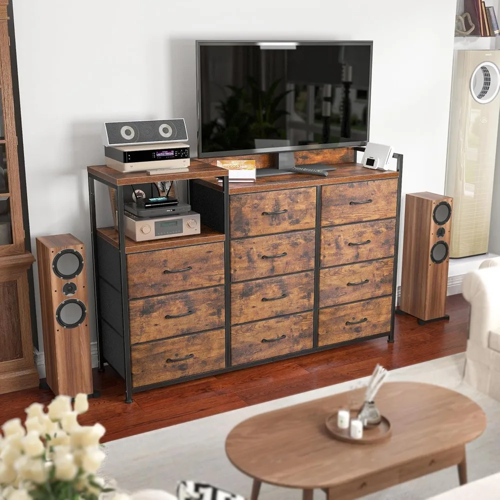 

Bedroom with 11 Drawers Long Dresser TV Stand with Shelves Wide Dressers & Chests of Drawers Large Dressers for Bedroom, Sturdy