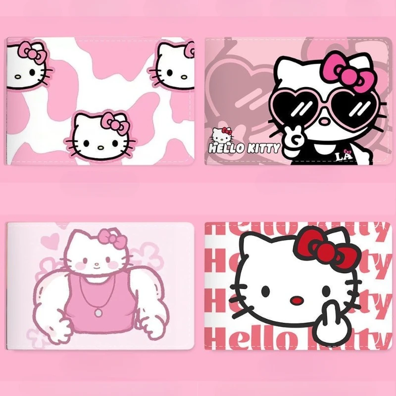 Hello Kitty Cartoon and Anime Patterns Four Card Positions Drivers License Storage Bag Fashion Personality Credit Card Package