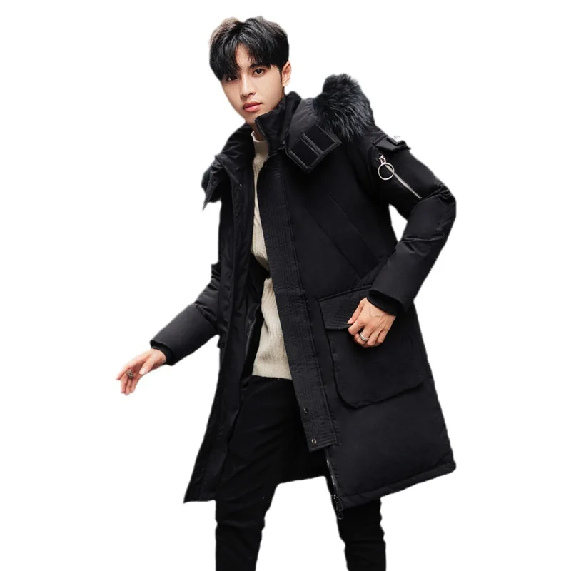 Thickened Down Coat for Men with White Duck Down, Fashionable and Casual Winter Long Jacket for Couples