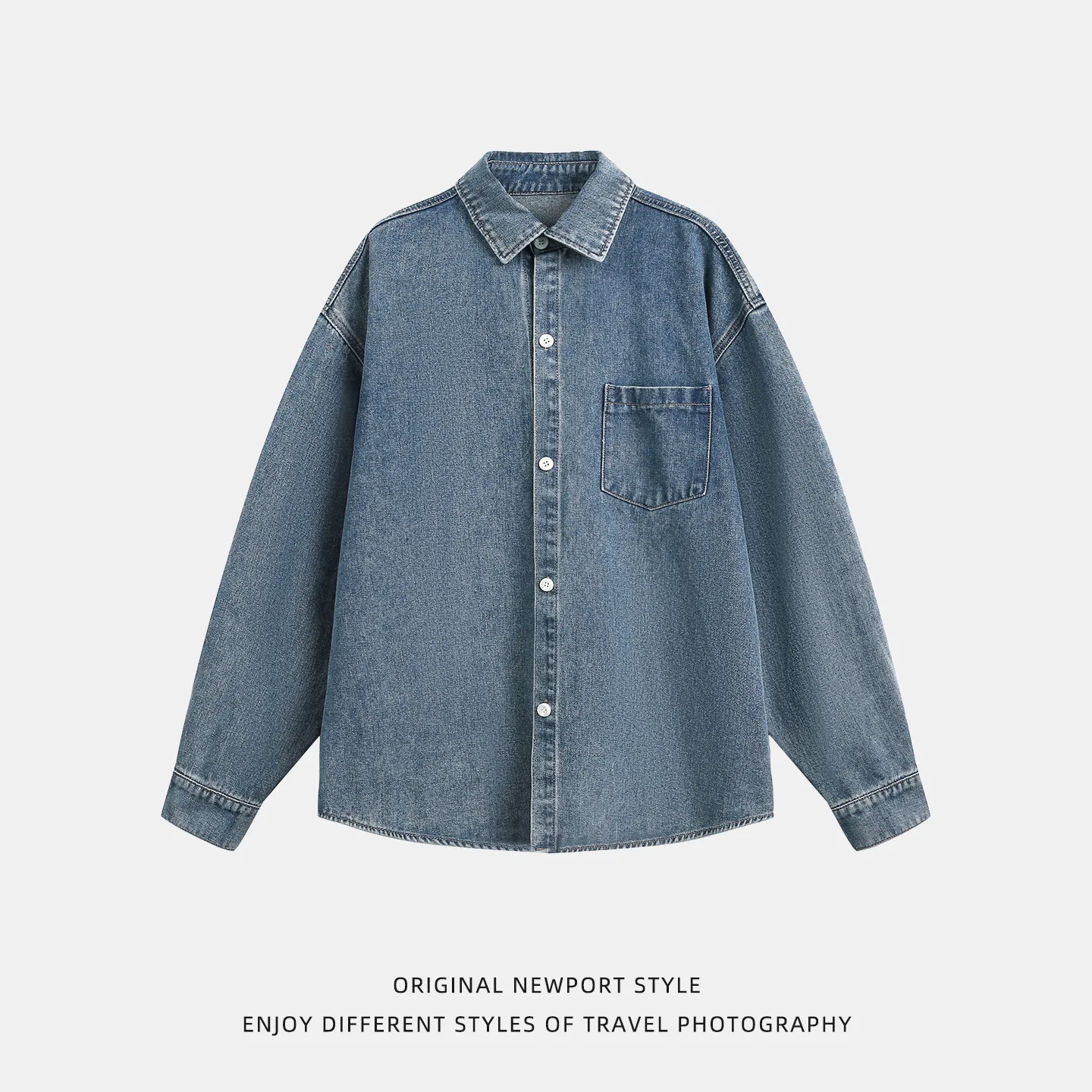 Men's Denim Shirts 2025 Autumn New Jacket Vintage Raw Denim Long Sleeve Shirt Loose Casual Washed Denim Shirt Jacket