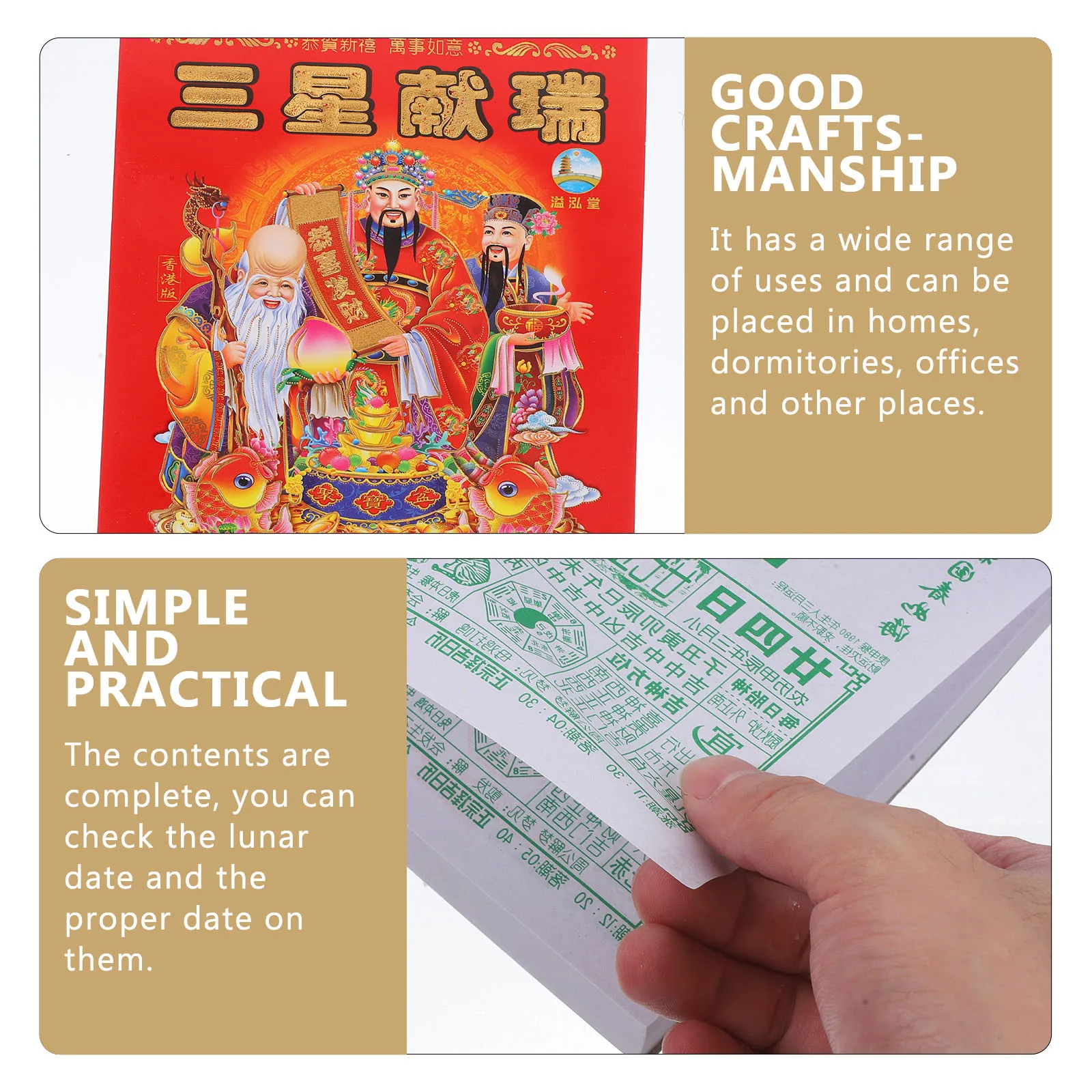 

Old Imperial Almanac 2024 Year Of Dragon Chinese Traditional Paper Wall Hanging Calendar Tear-Off Lunar Calendar For Home