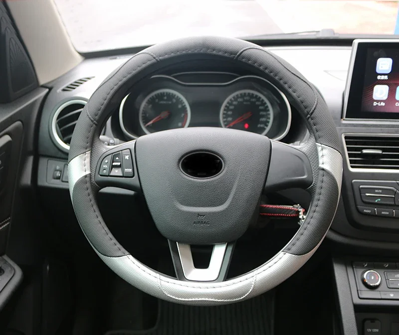 1 قطعة 38 سنتيمتر ل FAW BESTURN X40 X80 B50 B70 B90 أربعة مواسم الطبقة الأولى الجلود غطاء عجلة القيادة #3