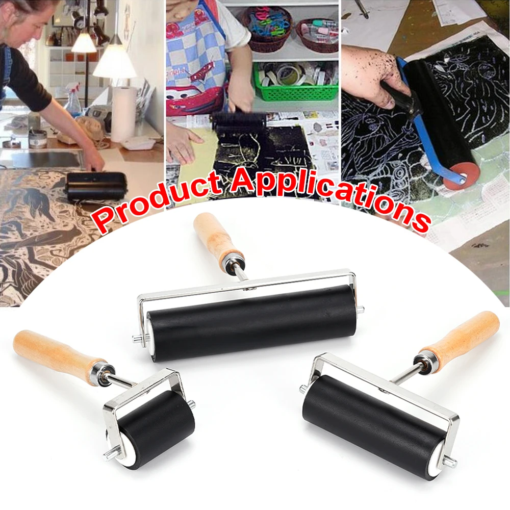 Imagem -06 - Rolo de Borracha Profissional Impressão Dura Tinta Carimbar Ferramenta de Construção Arte Artesanato Pintura Decoração Ferramenta Accessorie 10 15cm