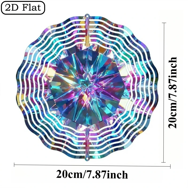 2D Flat, 1 2D Flat Creative Diamond Neon Wind Spinner, Colorful Hanging Wind Spinner Outdoor Garden Decoration