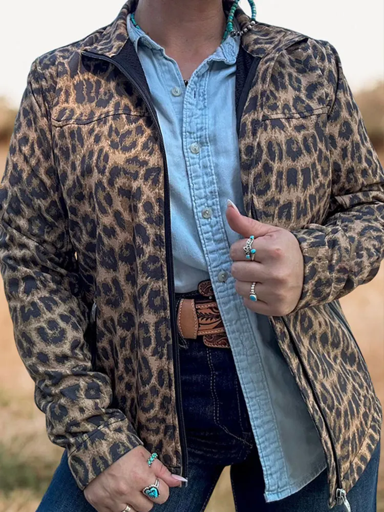 

Casual Leopard Pocket Jacket