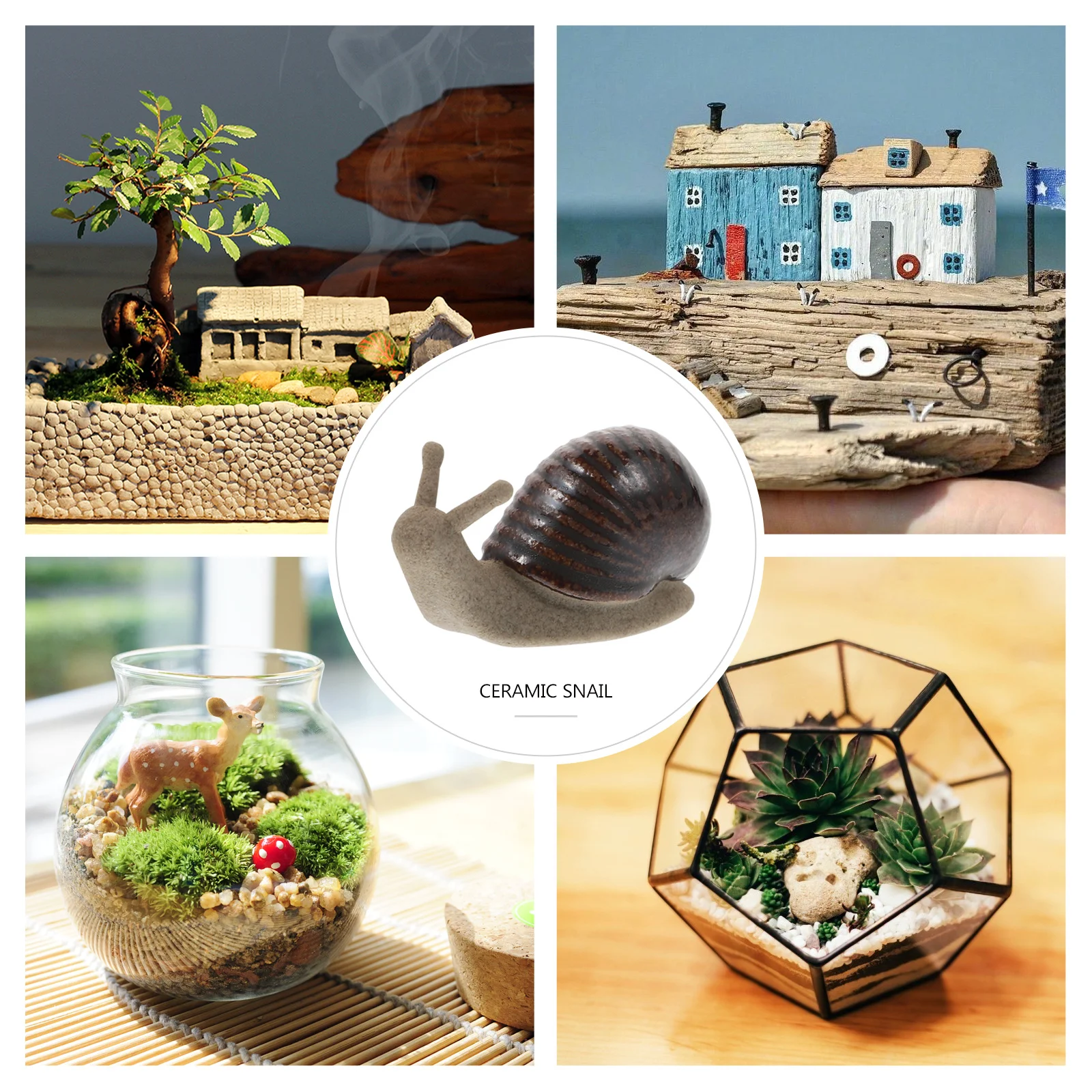 

1Pcs Garden Snail Decoration Ceramic Miniature Snail for Micro Landscape Bonsai Plant Ornament Micro Landscape