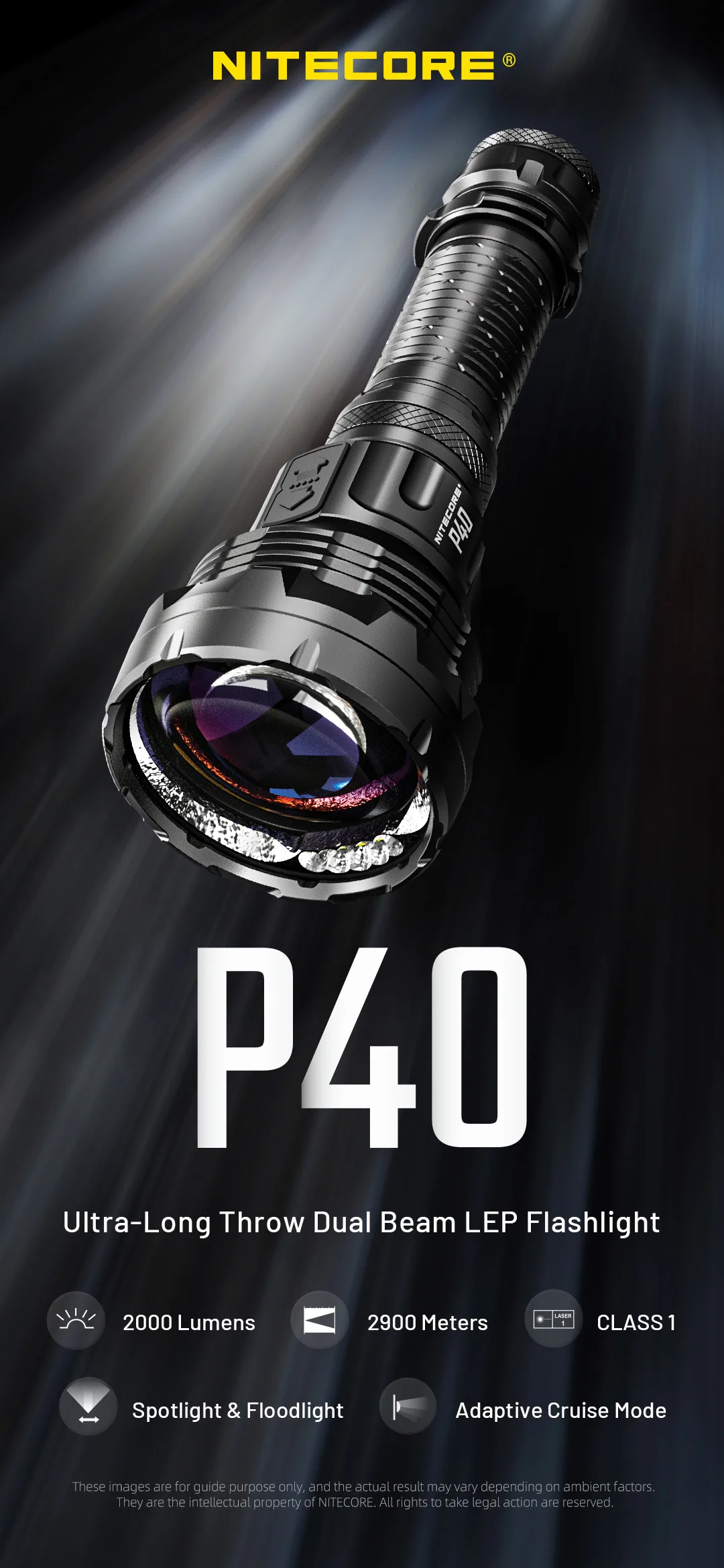 NITECORE P40 búsqueda LEP linterna USB-C recarga 2900M luz