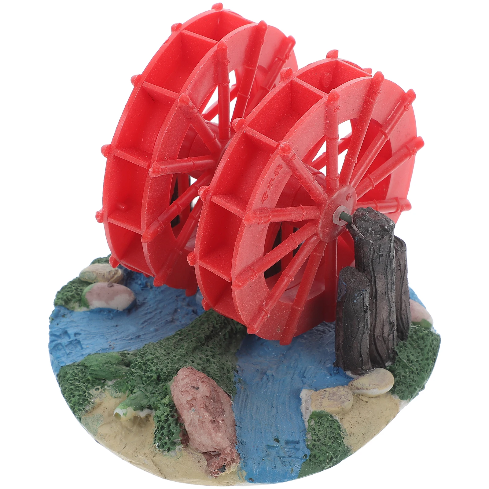 

Feng Shui Water Wheel Miniature Traditional Waterwheel Fish Tank Fountain Decor Micro Landscape Prop Rockery Abs Rotation Wheel