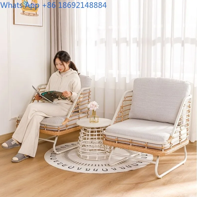 

Sofa Rattan Lazy Sofa Stool Rocking Chair Single Rattan Chair Light Luxury New Chinese Style Balcony Leisure Table and Chair