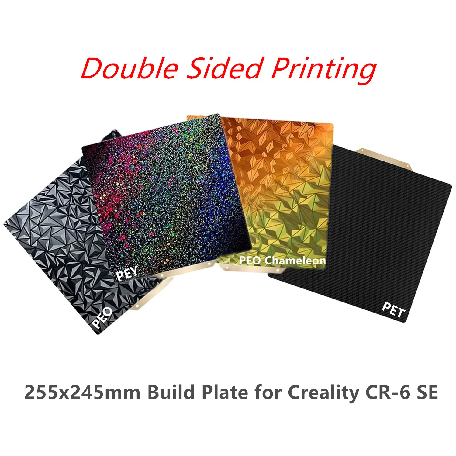Magnetic PEI Powder Sheet 255x245mm Double Sided Spring Steel Sheet Textured/Smooth PEO PET PEI for Creality CR 6 SE 3D Printer