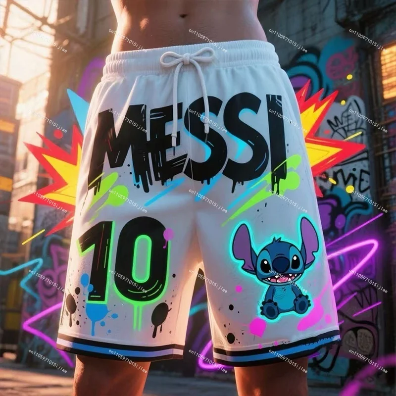 تصميم صيفي جديد من Ai Graffiti Stitch & Messi # 10 شورت كرة قدم مطبوع للأطفال والكبار شورت رياضي للتدريب اليومي على الشاطئ #1