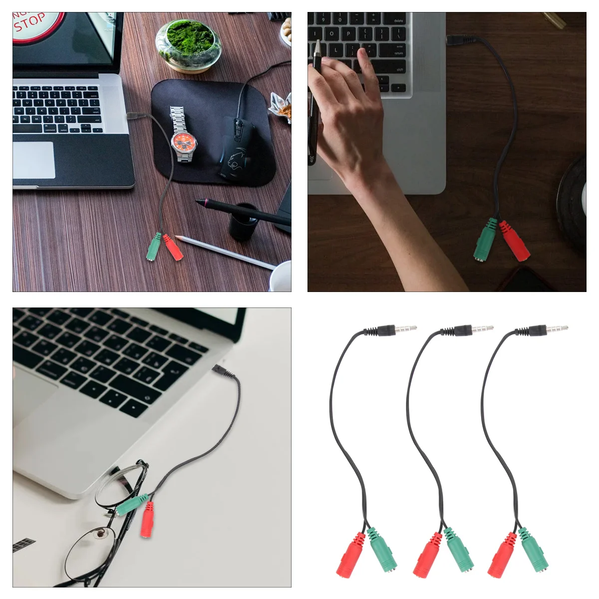 

3Pcs Audio Splitter Premium Material Headphone Adapter Laptop Mobile Phone Connection Earphones Speakers Compatible