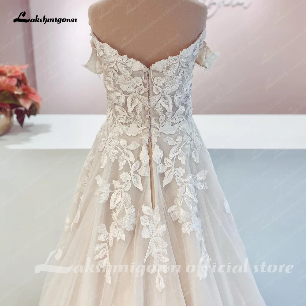 Lakshmigown Modern Off the Shoulder Lace A Line Wedding Dress 2023 Appliques  Sexy Long Bridal Dress sukienki weselne damskie