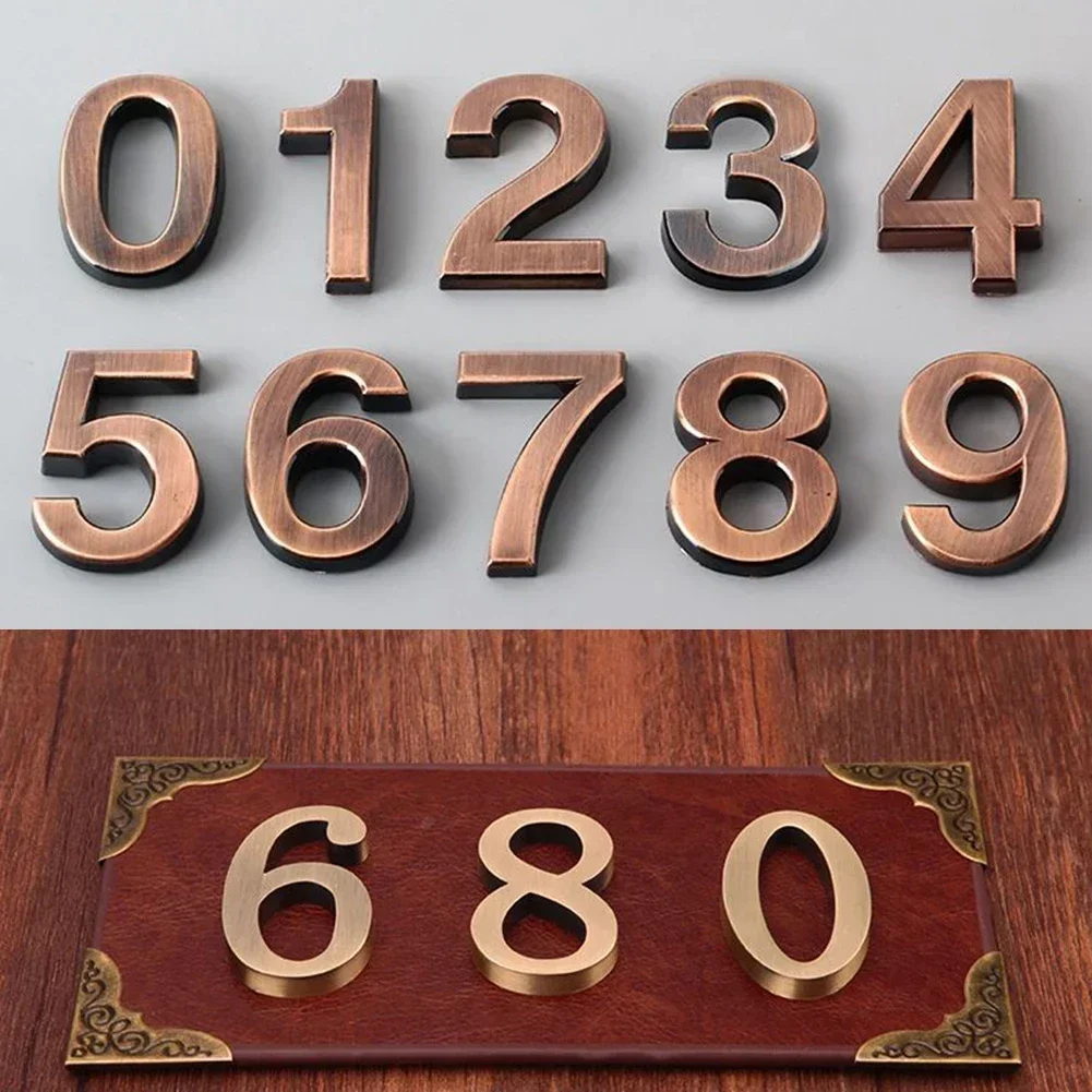 3D Numeral Door Sign Adhesive Glossy House Number Door Plate Sign Outdoor Hotel Room Number Number Tag Address Door Label