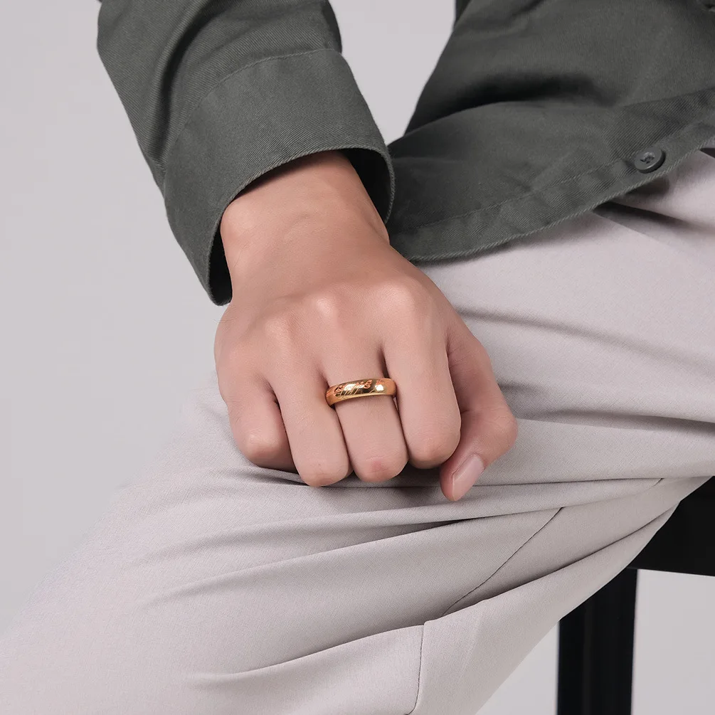 سيد واحد خواتم سلسلة سميكة فيلم سلسلة اللؤلؤ المتقدمة مع نفس حلقة القلادة الهيب هوب ثلاثية الأبعاد نحت داخل وخارج