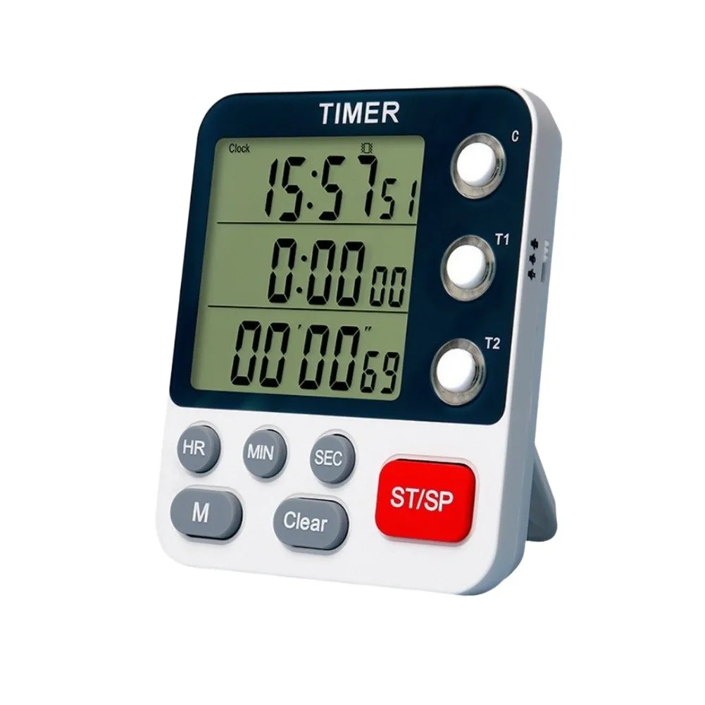 3 Kitchen Channel Digital Timer Dual Display Count Up Down Function With Stand Portable Time Reminder For Household Timing Tool