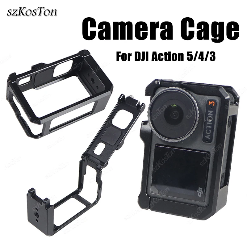 

Чехол с рамкой из алюминиевого сплава для DJI ACTION 5/4/3, металлическая клетка, быстросъемное крепление с холодным башмаком, полный защитный чехол с рамкой