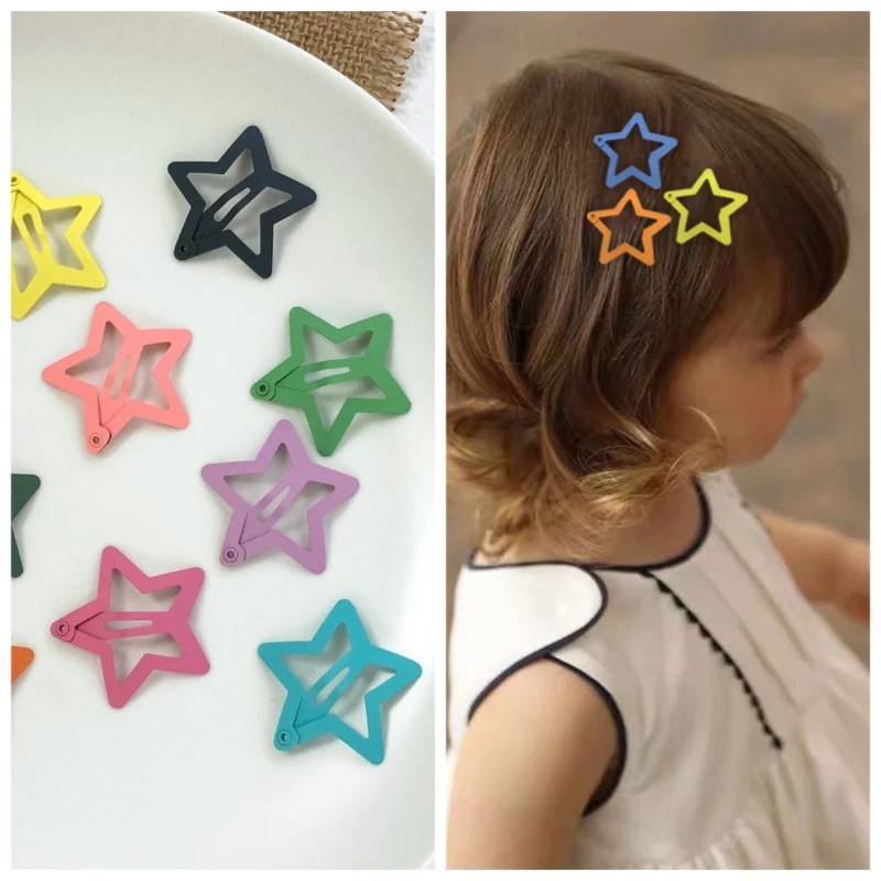 

Colorful Y2K Star BB Hair Clips Children Girls Cute Metal Star Hairpins Side Barrettes HairGrip Hair Accessories Headwear 머리핀