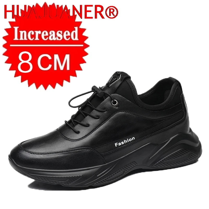

Men's New Fashionable Cushion Platform Sports Shoes Breathable Lace Wedge Sports Shoes Comfortable Leather Travel Casual Shoe