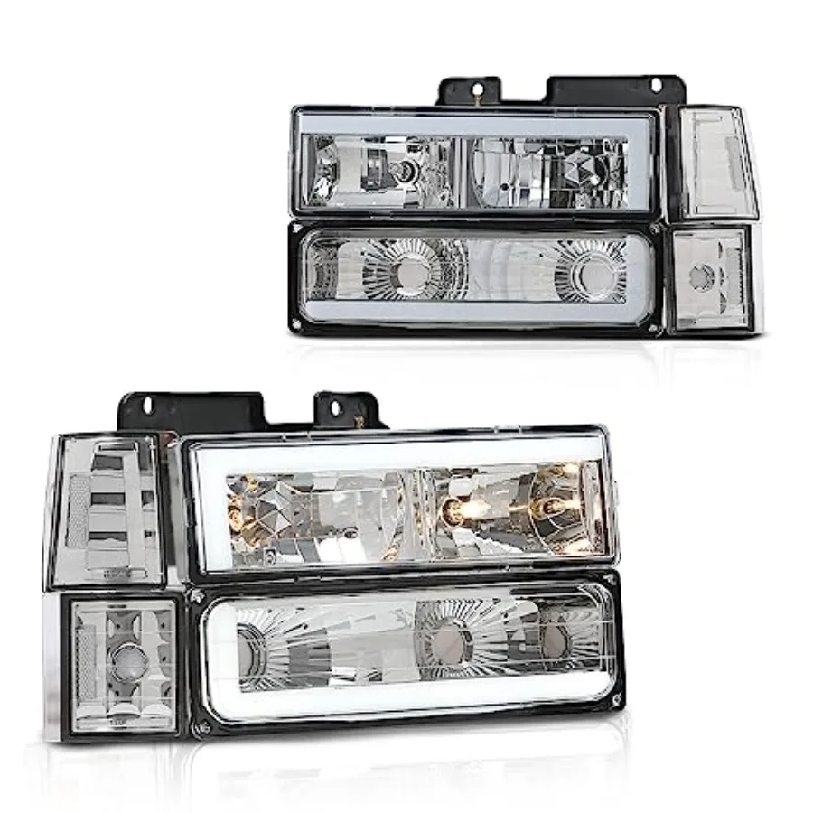 

Светодиодные угловые фары DRL в сборе, передняя фара в сборе, лампа-бампер с лампочками, совместимая с Chevy GMC C1500 K1500 C2500 K250