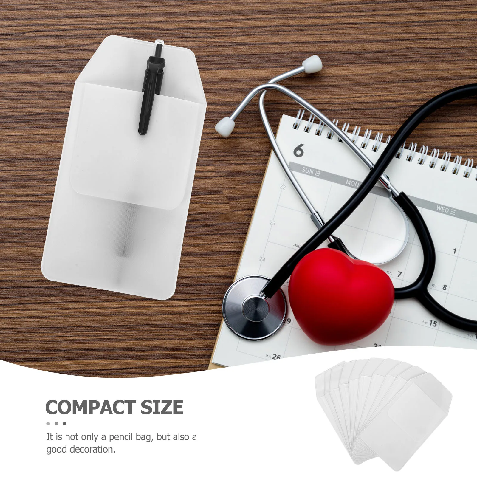 

10pcs Pen Pockets Medical PVC Small Doctors Pen Bags Pocket Protectors Doctors Pens Bag Small Storage Pouch White Color