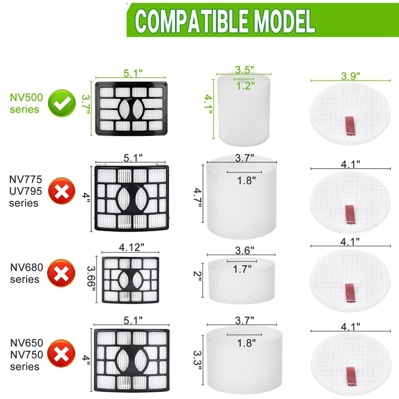 Replacement HEPA Filter For Shark NV500 NV501 Rotator Pro Lift Away Vacuum Cleaner Accessories, Part Xff500 Xhf500
