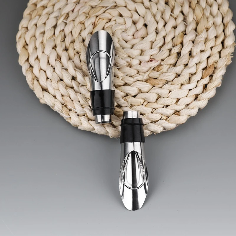 2 In 1 Stainless Steel Wine Pourer Stopper Reusable Red Wine Aerator Spout Plug Home Bar Wine Accessory