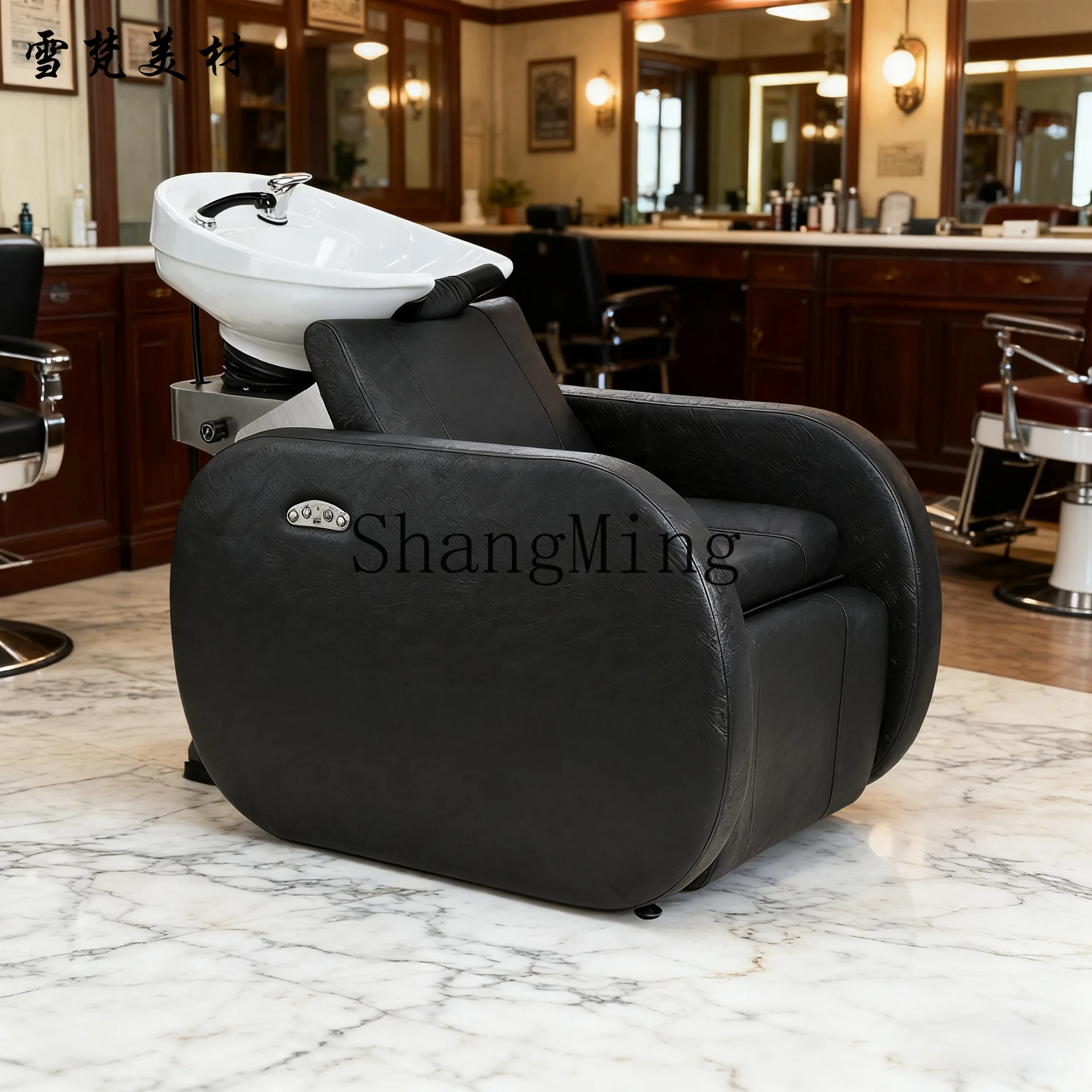

CL specializes in retro seated shampoo bed electric lift retractable barber shop hair salon semi-reclining flush shampoo bed