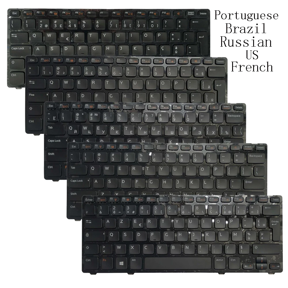 Nowa klawiatura portugalska/USA/rosyjska/francuska/brazylijska dla Dell Inspiron 5423 14z-5423 14Z 3360 1618l 13Z-5323 5323 Vostro 3360 V3360