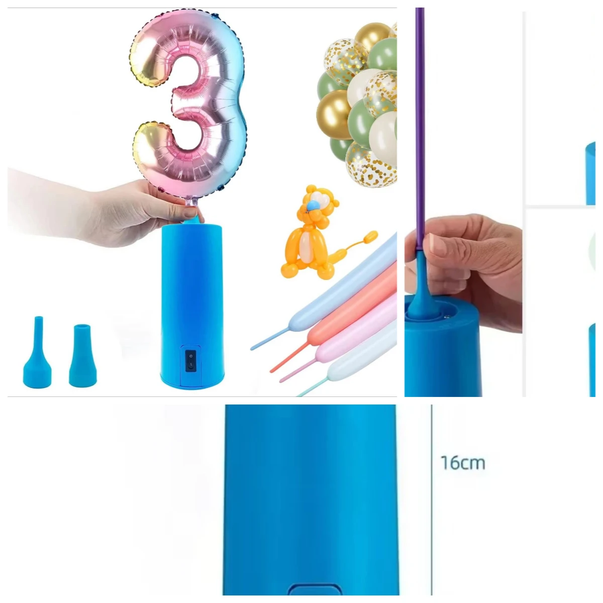 6.3 Inch Balloon Pump Portable Inflators Electric Air Pump For All Balloon Arch Kit Letter balloon EU AU UK US Plug