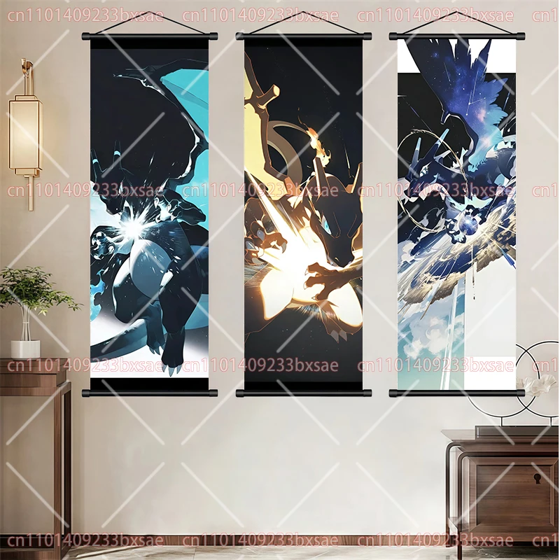 Pokémon Elves and Trainers Classic Scroll Paintings HD Anime Posters Home Wall Decoration Hanging Paintings Creative Party Gifts view 3