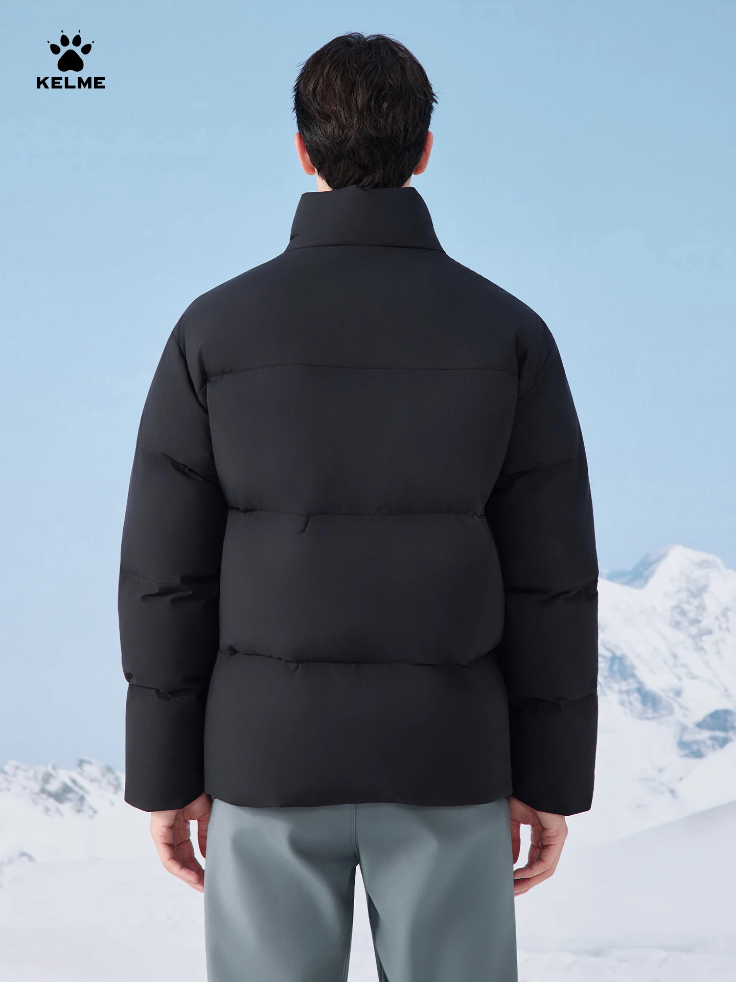 Kelme warme katoenen jas met opstaande kraag, winddicht, los, casual katoenen jack met dik fluwelen sportset