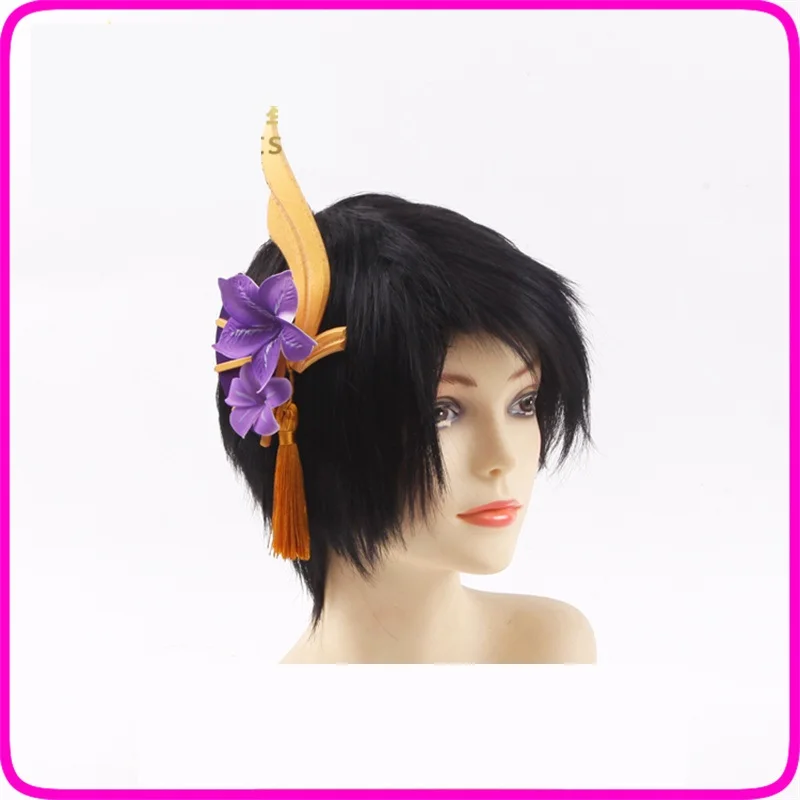 Anime Genshin Impact Raiden Shogun Yoimiya Cosplay Headwear Hairpin Purple Flower Hair Accessory Prop Handmade PVC Hair Clips