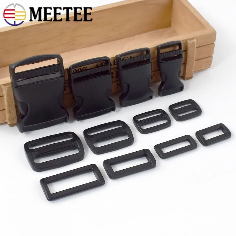 10set 15-38mm fibbie in plastica fibbia di rilascio cursore Tri-Glide chiusura regolabile per cinturino per borsa Clip per cintura accessori fai da