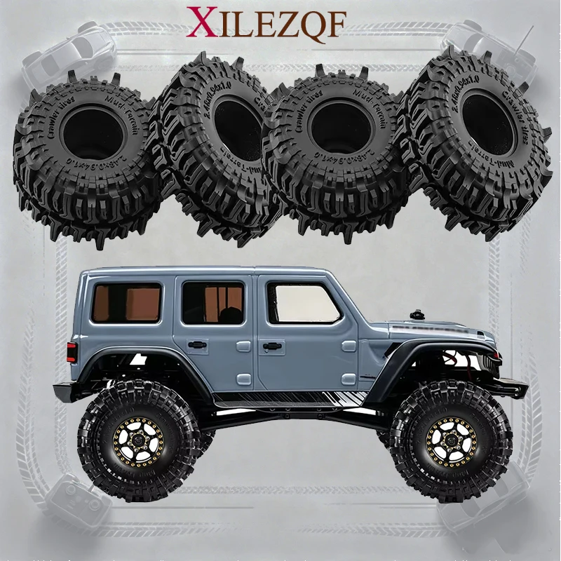 4PCS 1.0'' 63mm Rubber Tire Tyre for 1/18 Traxxas TRX4M 1/24 Axial SCX24 AX24 FCX24 FMS RC Crawler Car Upgrade Tire