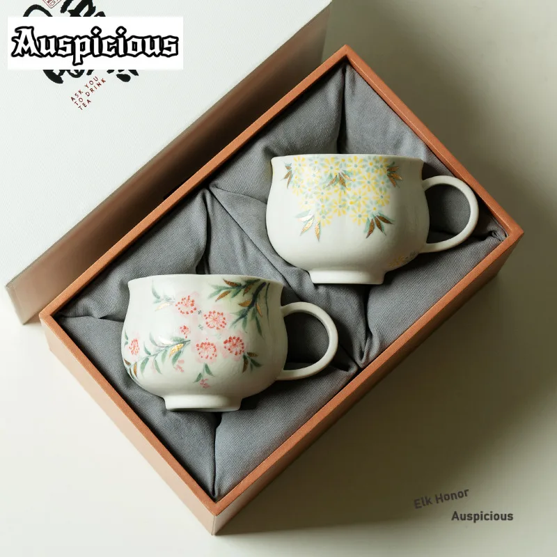 

2 шт./компл., 130 мл, минеральные камни, белое золото, ручная роспись, чайная чашка, чайная чаша, набор чайных чашек, персональная чашка для дегустации чая, чашки Chazhan Master