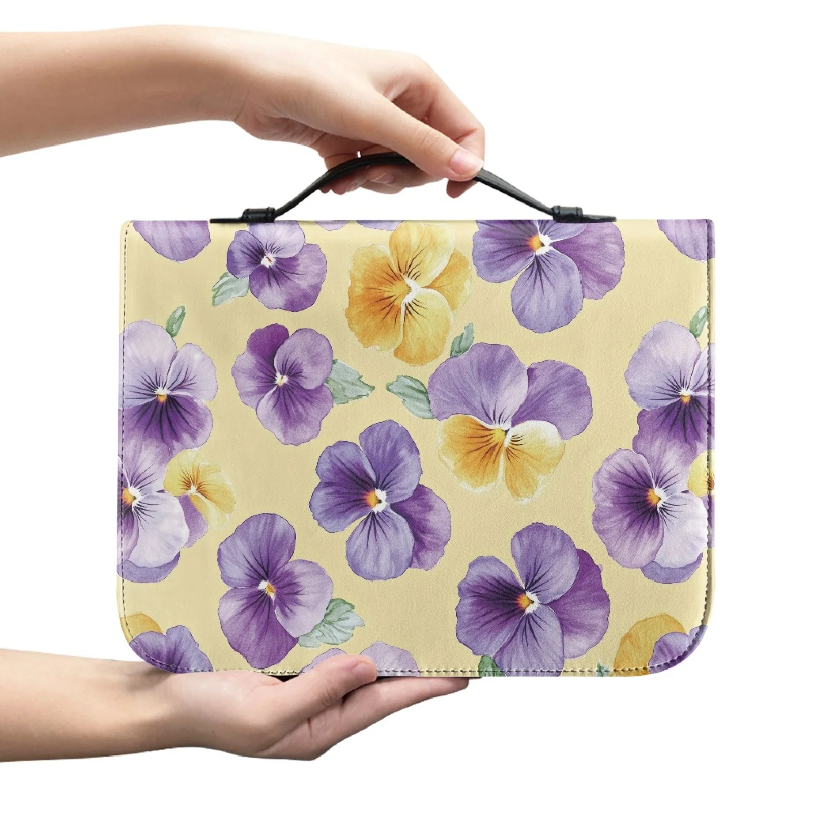 XIXIRIMIDO Pansies 2026 Trending Multi Functional Bible Cover for Women PU Leather Bible Book Cover
