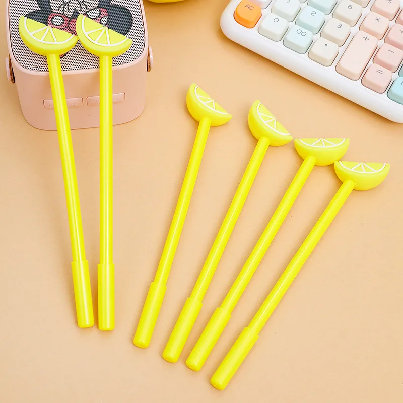 

12 Pcs Fruit Yellow Orange Stereo Neutral Pen Creative Stationery Office Waterpen Gel Pen Stationery Store Supplies